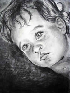 portrait of Jacquie (charcoal drawing on paper)